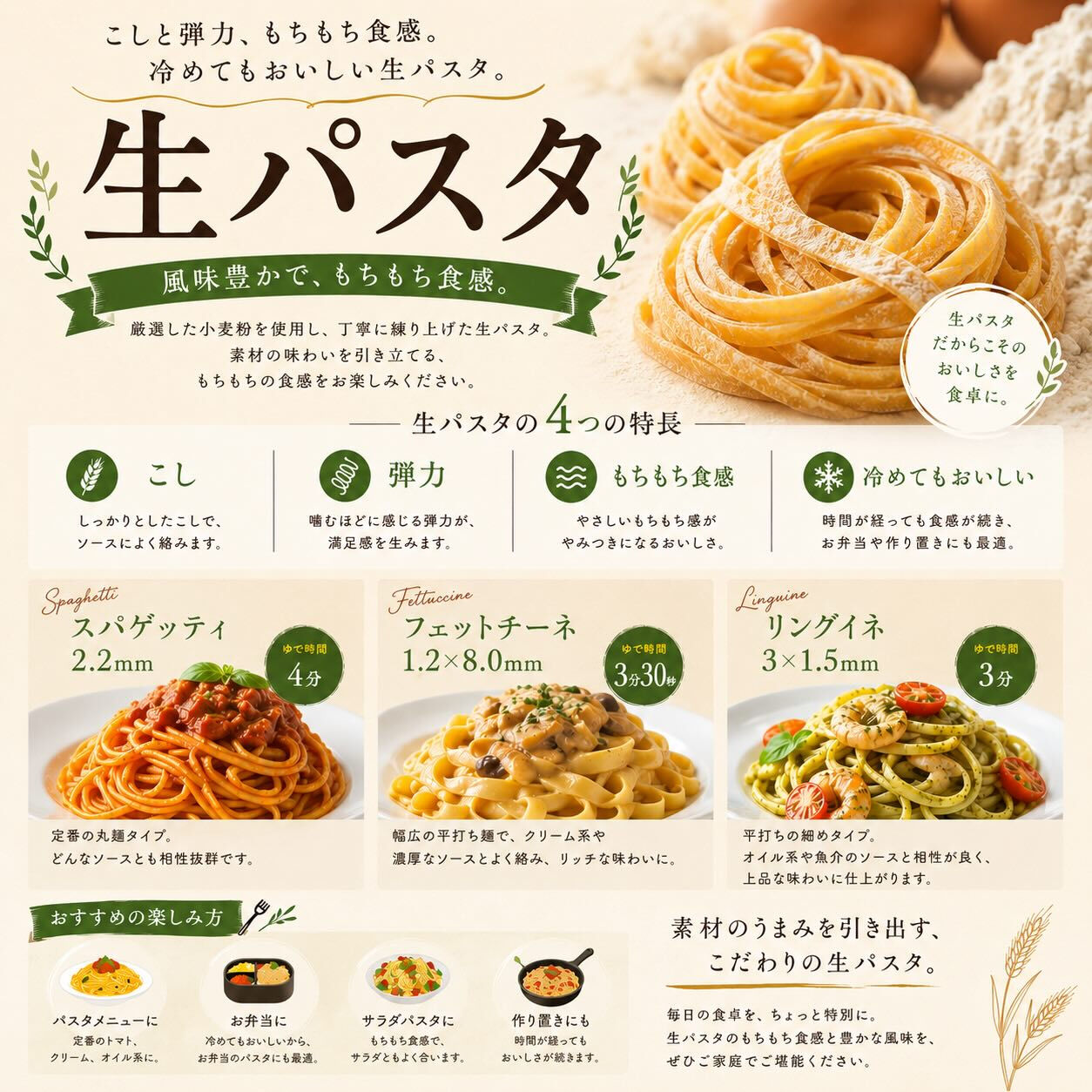 【お家でもちもち生パスタを】